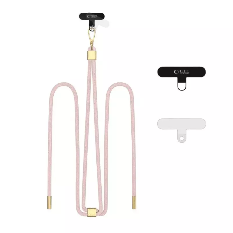 Tech-Protect C2S Rope Crossbody Strap Baby PINK/GOLD Tech-Protect C2S Rope Crossbody Strap Baby PINK/GOLD
