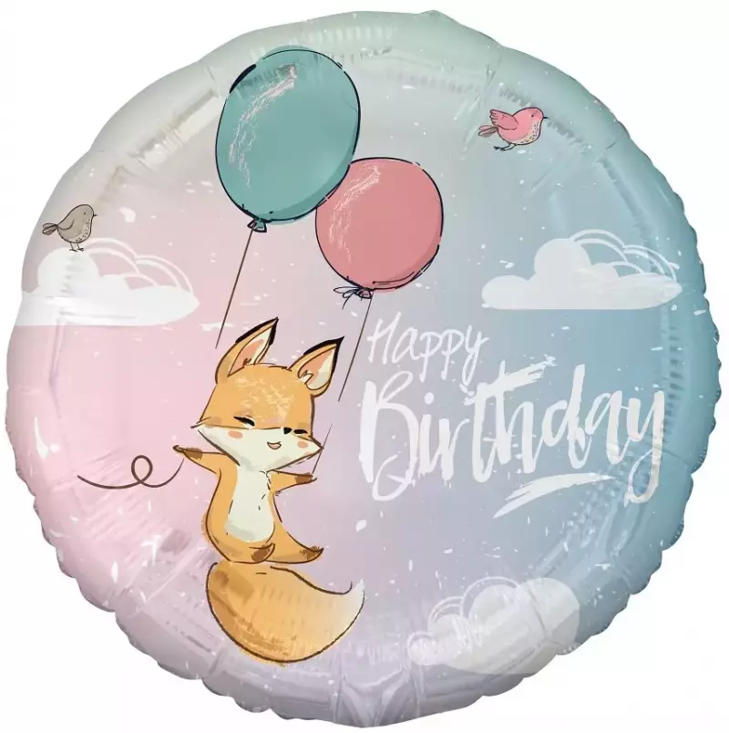 Balon foliowy okrągły (36 cm), lisek z balonikami Balon foliowy okrągły (36 cm), lisek z balonikami