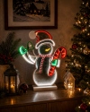 Dekoracja Świąteczna 3D - Bałwan z Laską Cukrową z Efektem Lustra Infinity Led 49,5 x 10 x 59,5 cm, pakiet 6 sztuk - zdjęcie