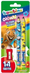 Ołówki do nauki pisania (2 sztuki) + temperówka, mix wzorów - zdjęcie