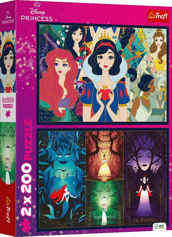 Puzzle 2x200 elementów. Disney Princess. Czarujące księżniczki - Puzzle
