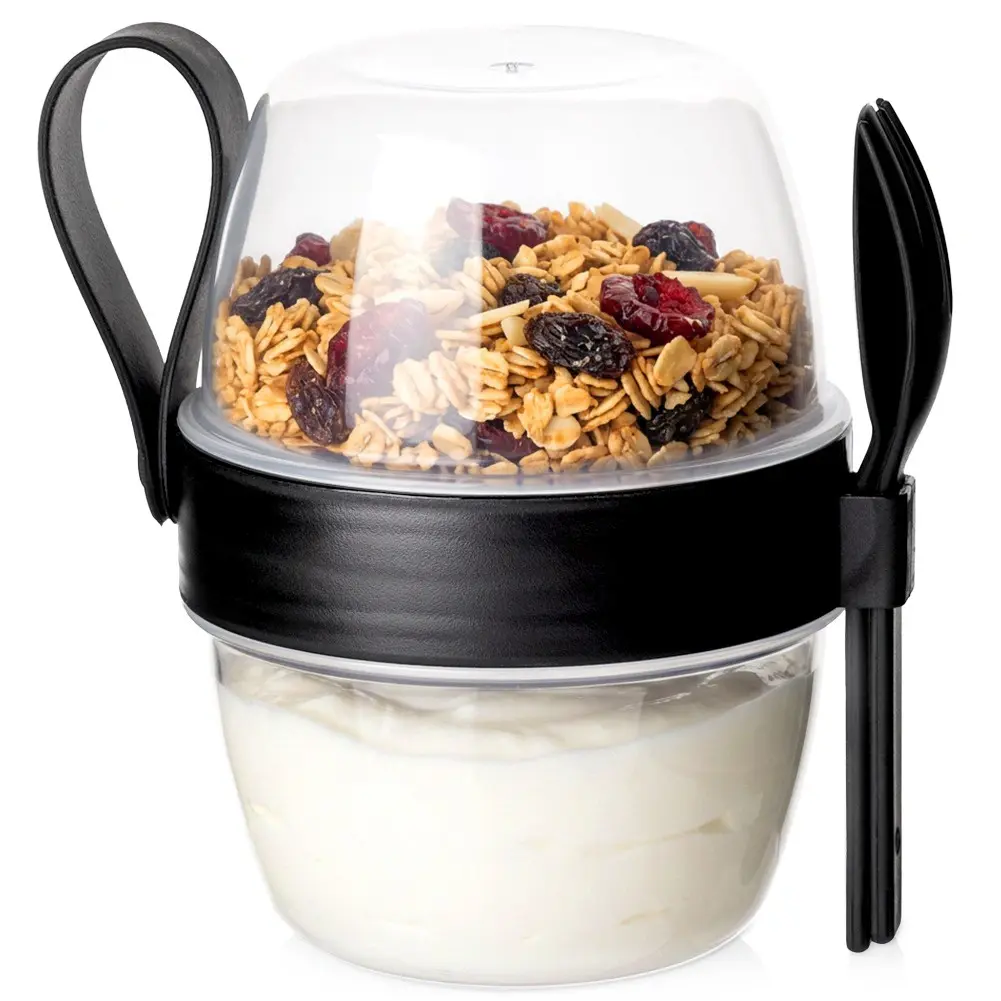 Pojemnik kubek na jogurt z łyżeczką widelcem lunchbox 600 ml - Elektronika i akcesoria