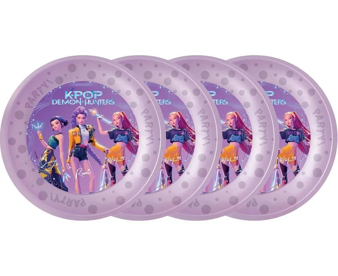 Talerzyki papierowe KPOP Demon Hunters, 20 cm (4 sztuki) - Papiernicze i szkolne