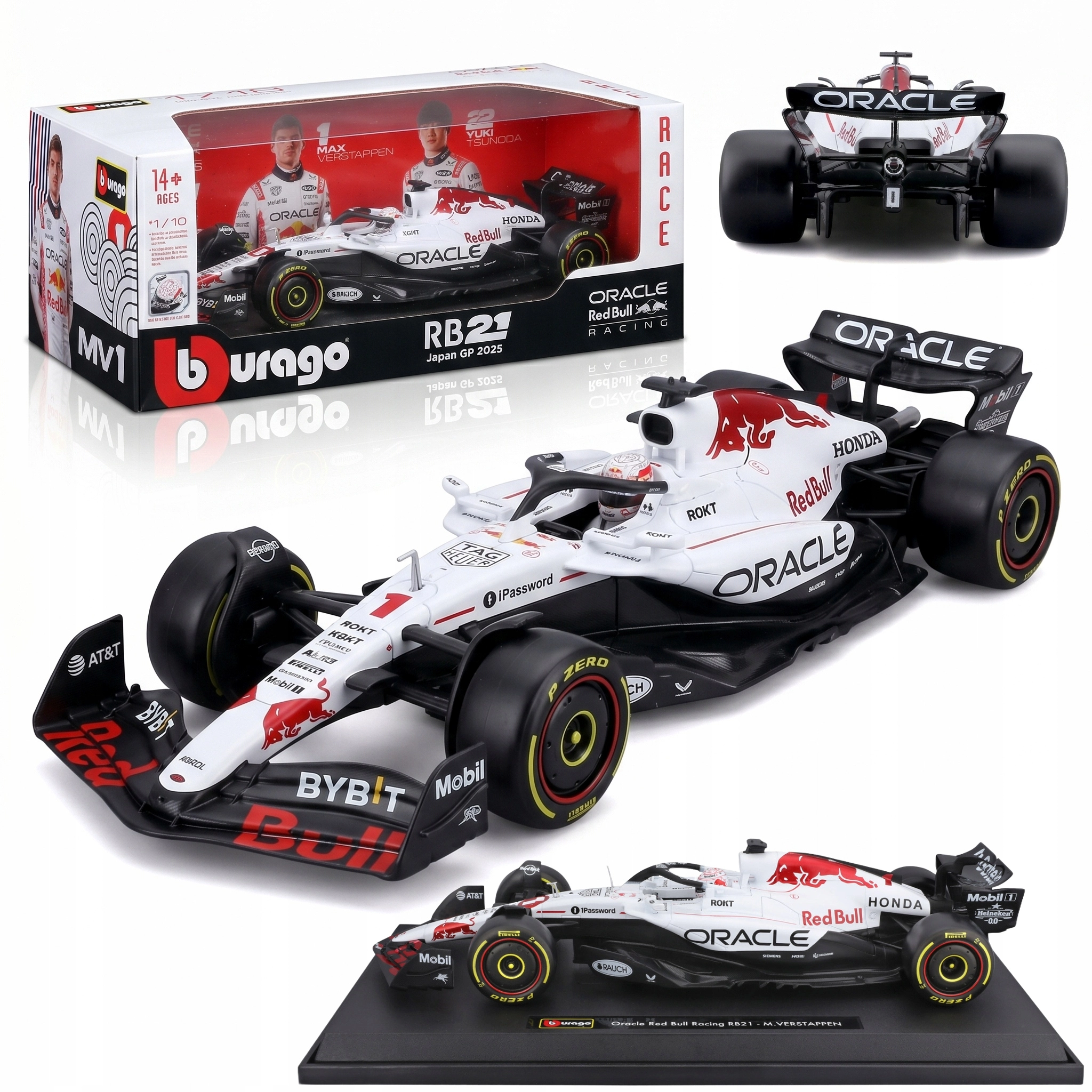 BBURAGO metal 1:18 FORMULA RB 21 Japan GP biały - Zabawki