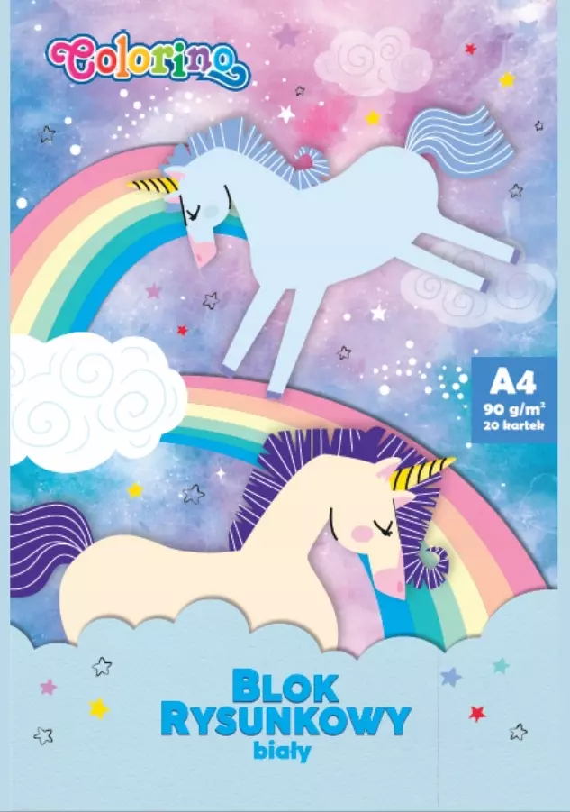 COLORINO BLOK RYSUNKOWY A4/20K BIAŁY UNICORN 14544 - Papiernicze i szkolne