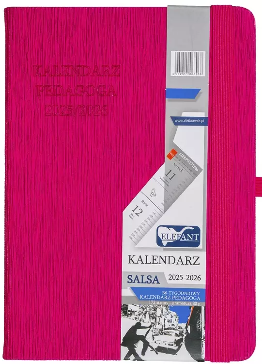 Kalendarz Pedagoga B6 2025-2026 Salsa, różowy - Książki