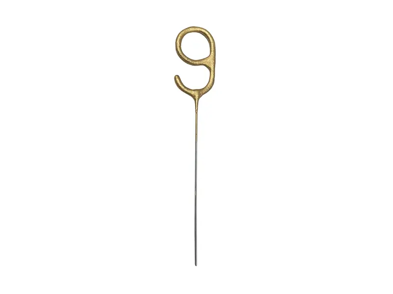 Zimne ognie Cyfra 9, złoty, 15cm - Impreza