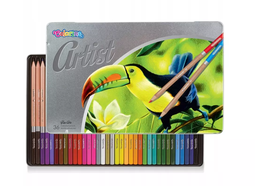 Kredki ołówkowe Colorino Artist, okrągłe, metalowe pudełko (36 sztuk) - Papiernicze i szkolne