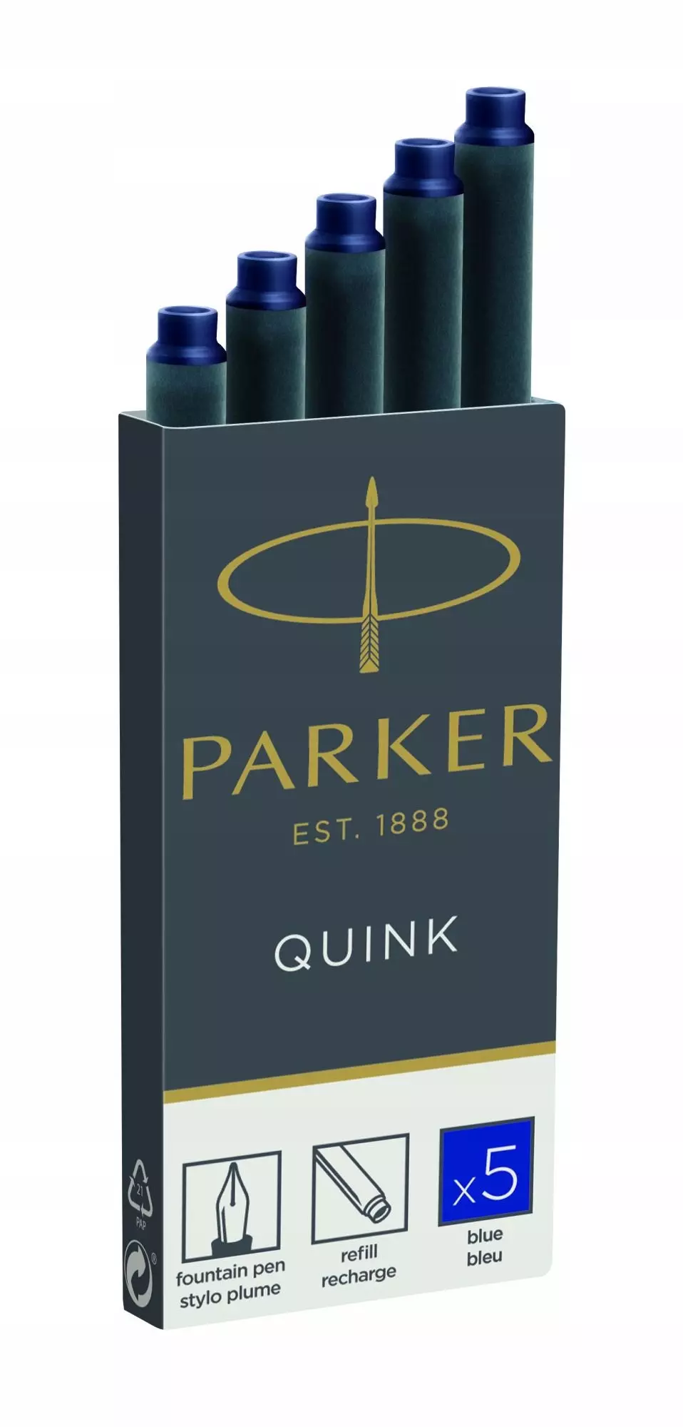 Parker. Naboje do pióra długie niebieskie (5 sztuk) - Papiernicze i szkolne