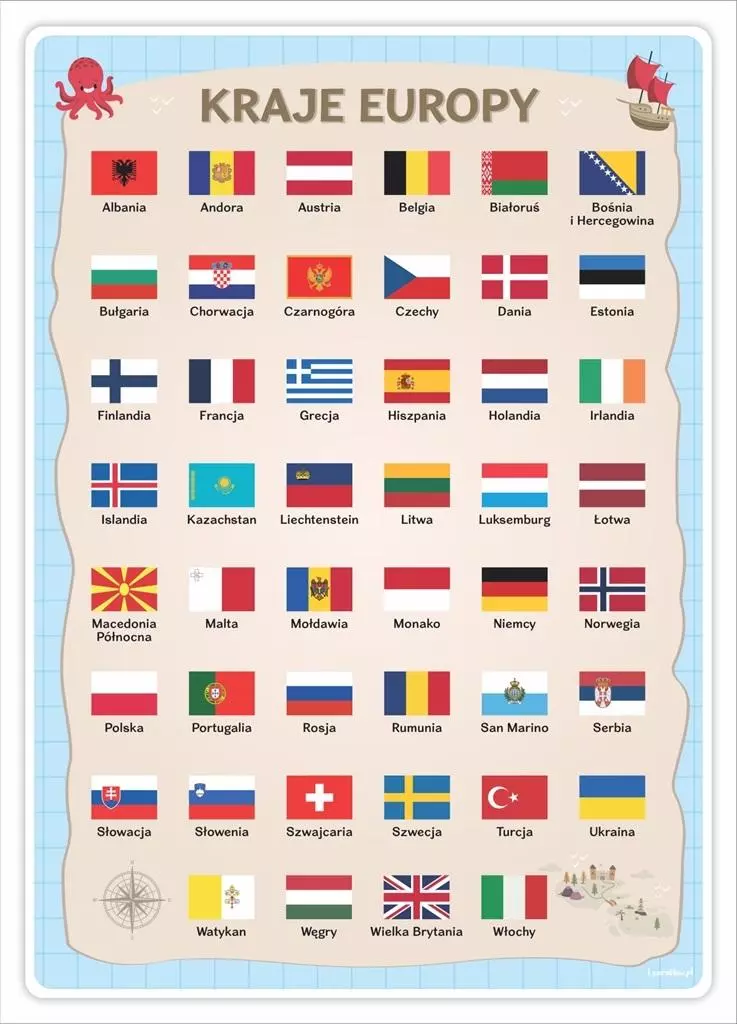 Plakat edukacyjny - Kraje Europy A3 - Książki