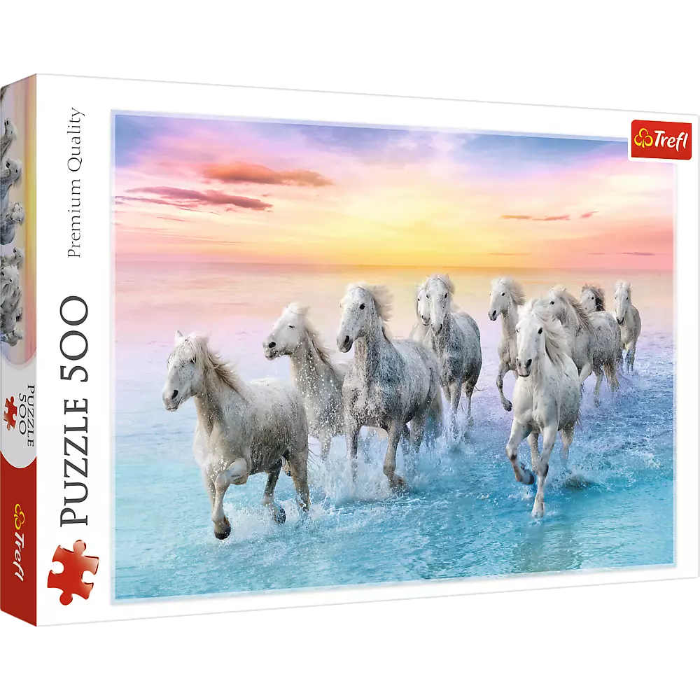 Puzzle 500 elementów. Białe konie w galopie - Puzzle