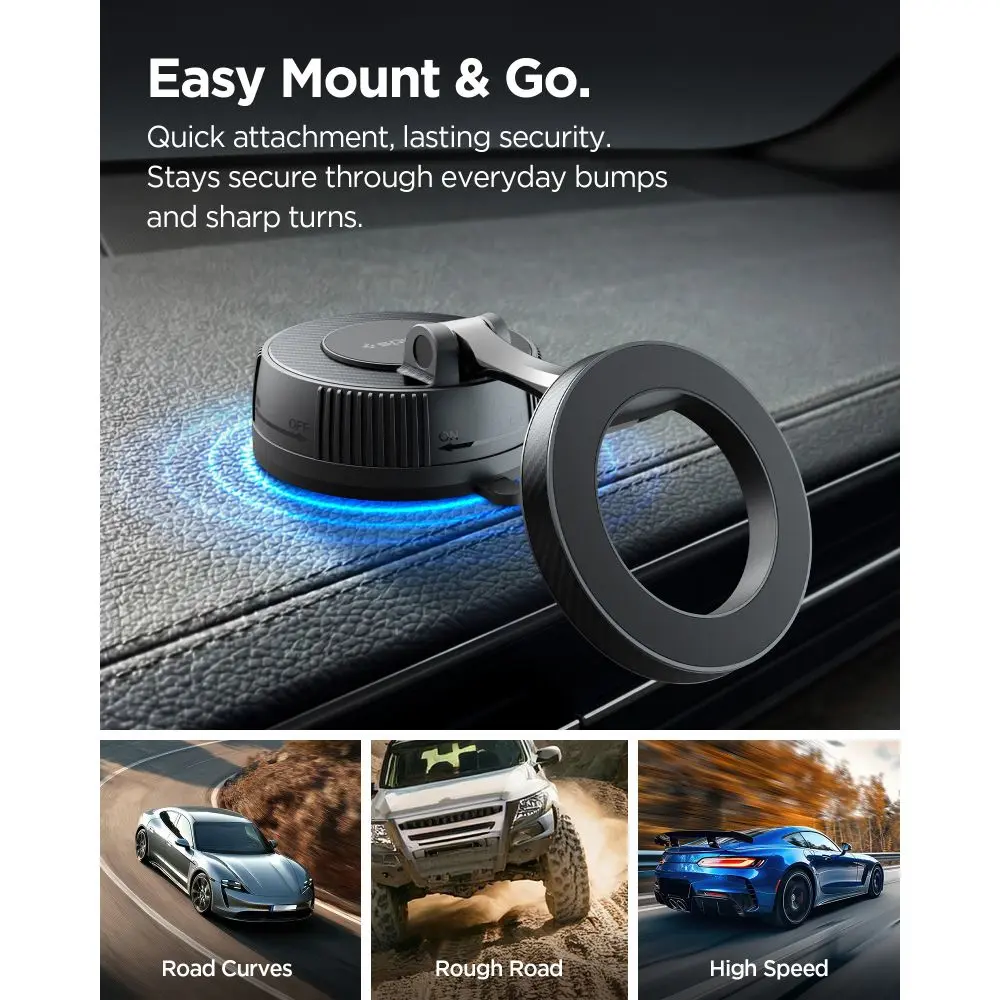 Spigen MFT36 Vacuumlock Magnetic MagSafe Dashboard Car Mount Black - Elektronika i akcesoria