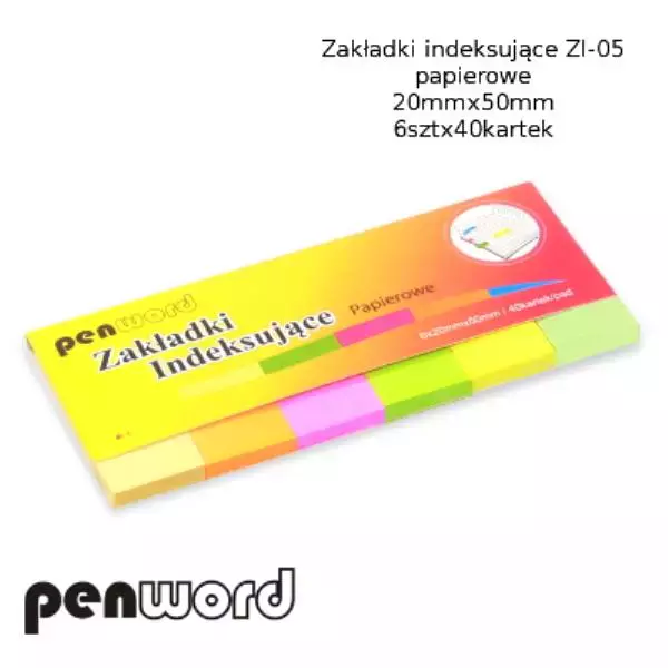 Zakładki indeks. ZI-05 papierowe 6x40 20mmx50mm - Papiernicze i szkolne