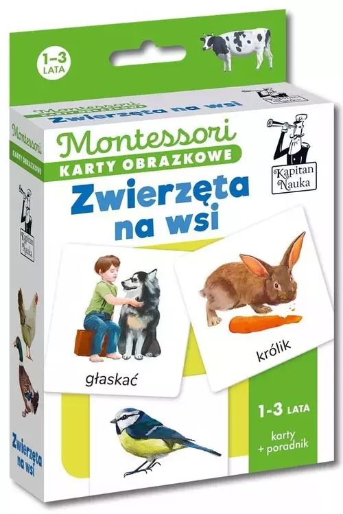 Montessori. Karty obrazkowe Zwierzęta na wsi (1-3 lata). Kapitan Nauka - Gry