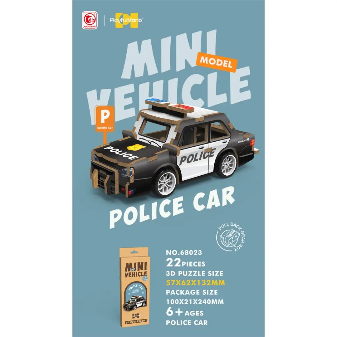 Minipuzzle 3D drewniane z napędem – Radiowóz (22 el.) - Puzzle