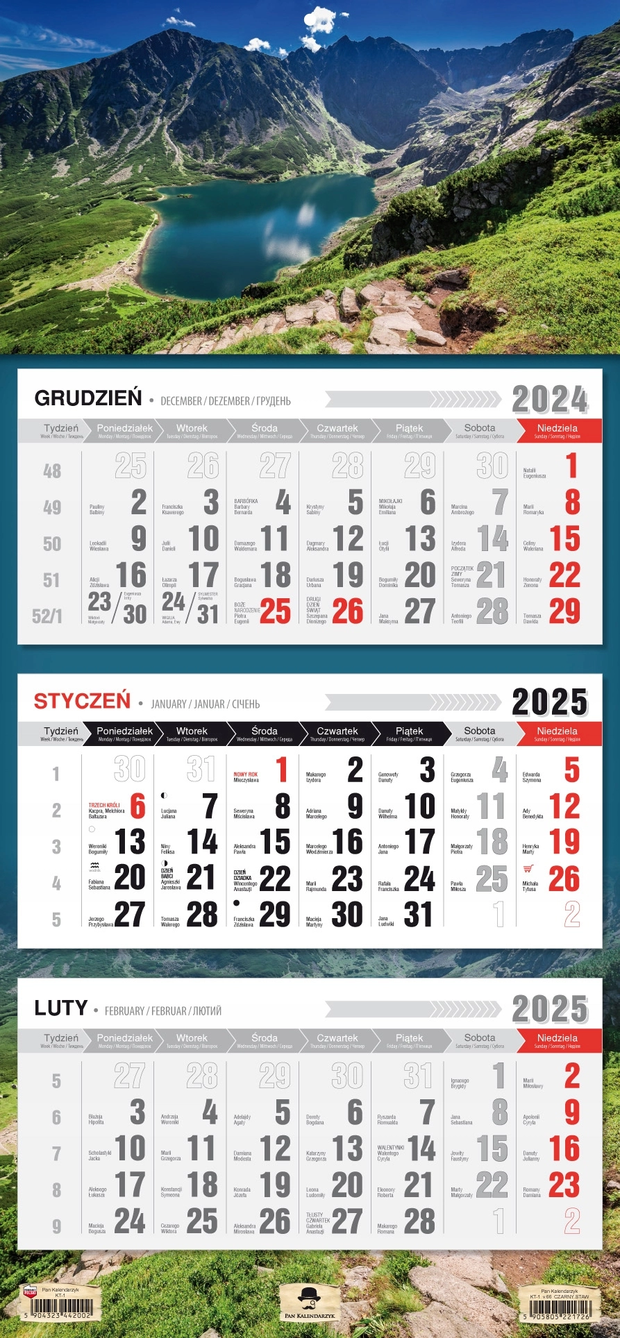 KALENDARZ TRÓJDZIELNY 2025 ROK PŁASKA GŁÓWKA MORSKIE OKO - Książki