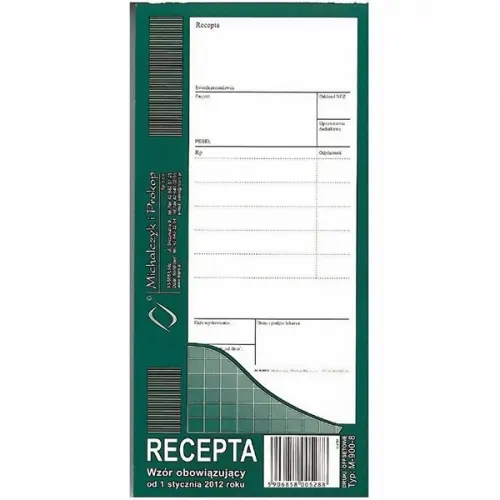 Druk Recepta zwykła M-900-8, MiP - Papiernicze i szkolne