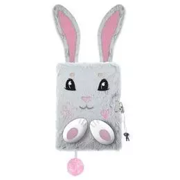 Pamiętnik A5/96K z kłódką 3D Grey bunny - Papiernicze