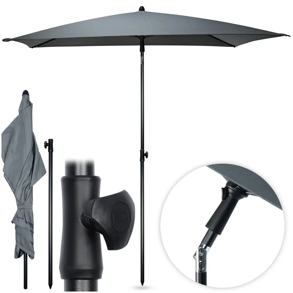 Parasol ogrodowy szary regulowany 125x200 cm - Elektronika i akcesoria