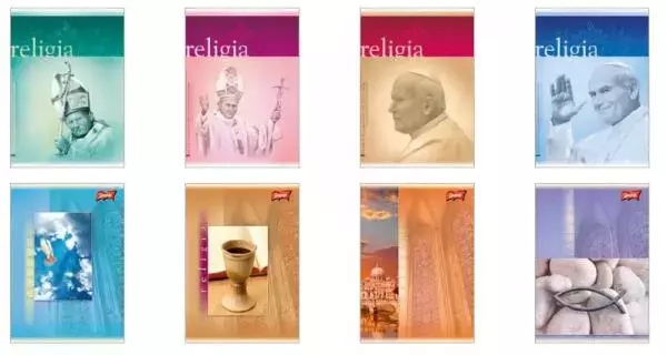 Zeszyty A5 laminowane w kratkę 60 kartek, miękka okładka. Religia, różne wzory (10 sztuk) - Papiernicze i szkolne