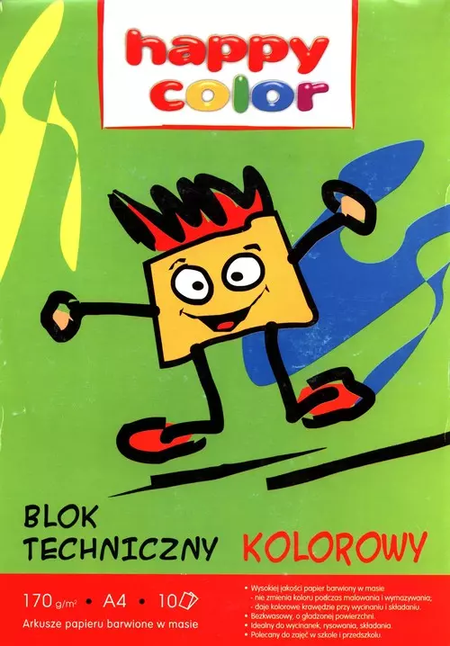 Blok techniczny A4, 10 kolorowych kartek - Papiernicze i szkolne
