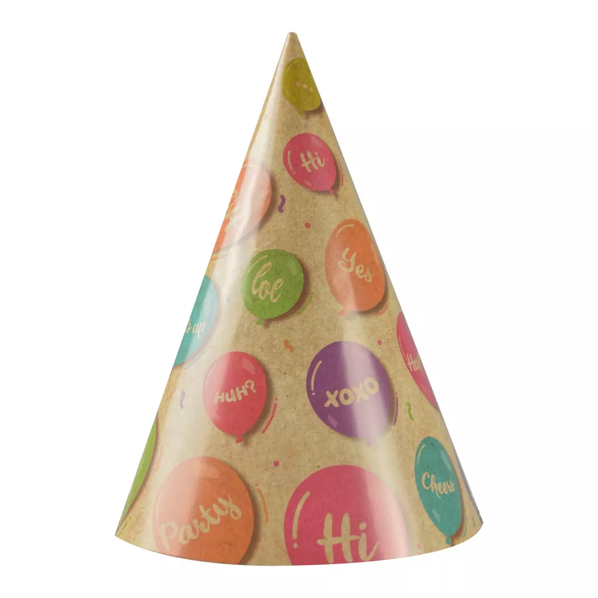 Czapeczki urodzinowe papierowe KRAFT BALLOONS 6szt - Impreza