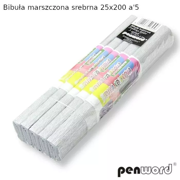 Bibuła marszczona srebrna 5x200 5szt cena za opakowanie - Papiernicze i szkolne