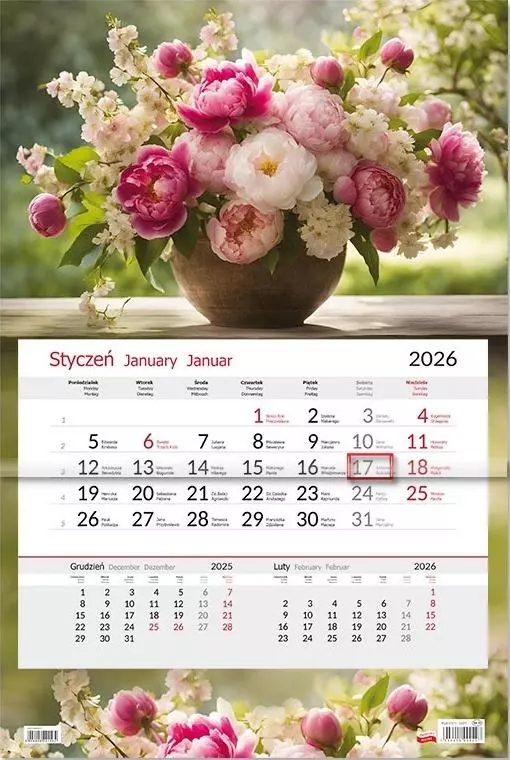 Kalendarz 2026 jednodzielny Kwiaty - Książki