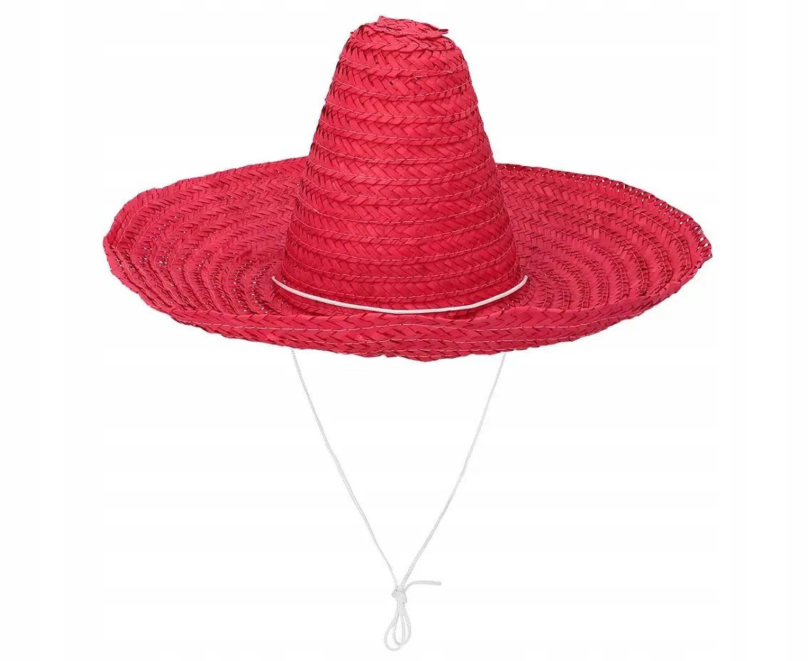 Kapelusz Sombrero Czerwony Strój Meksykanina Halloween Karnawał 49 cm - Papiernicze i szkolne