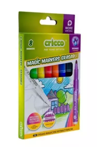 Pisaki wymazywalne, magiczne. 7+1 kolorów - Papiernicze i szkolne