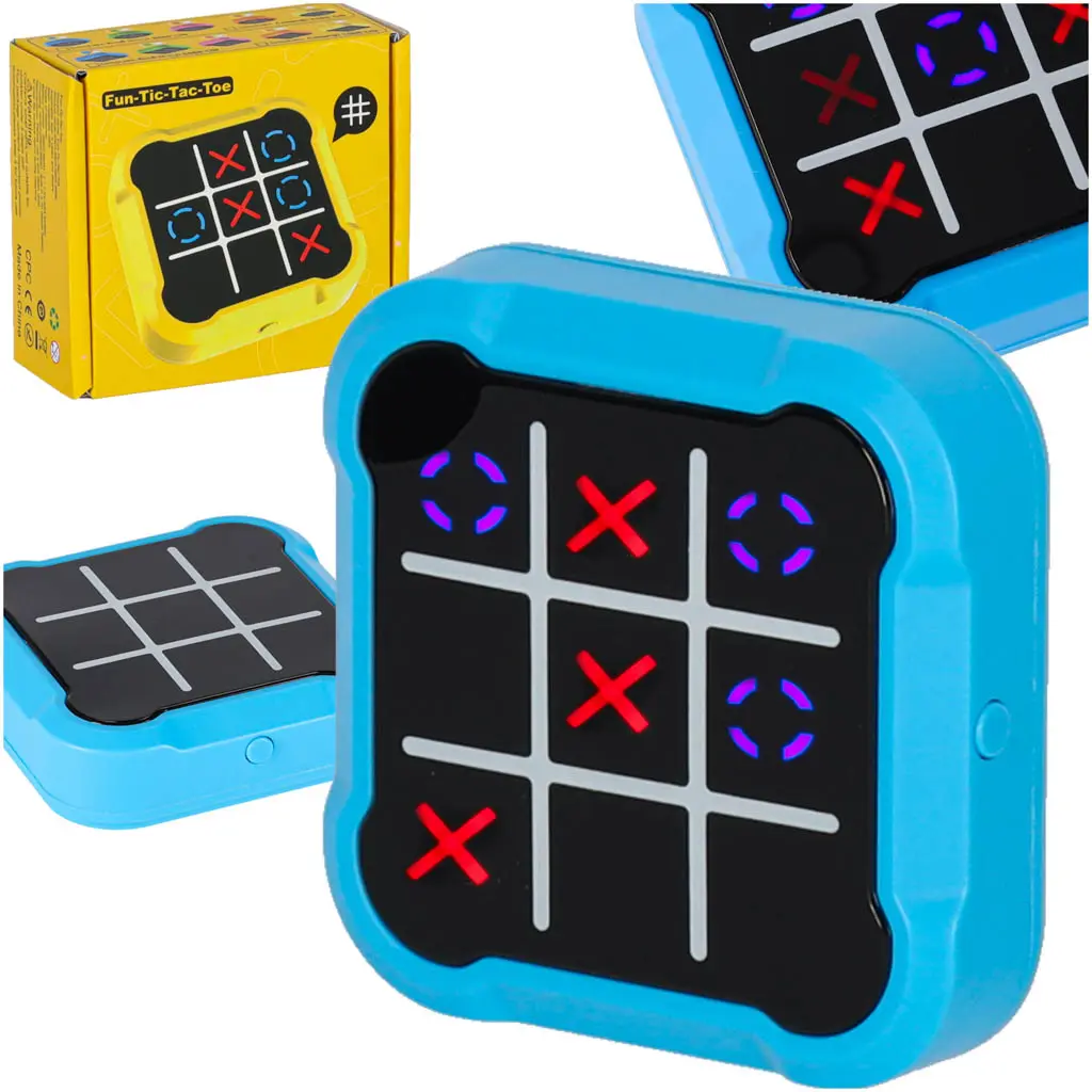 Kółko krzyżyk gra elektroniczna logiczna tic tac toe konsola przenośna niebieska - Zabawki