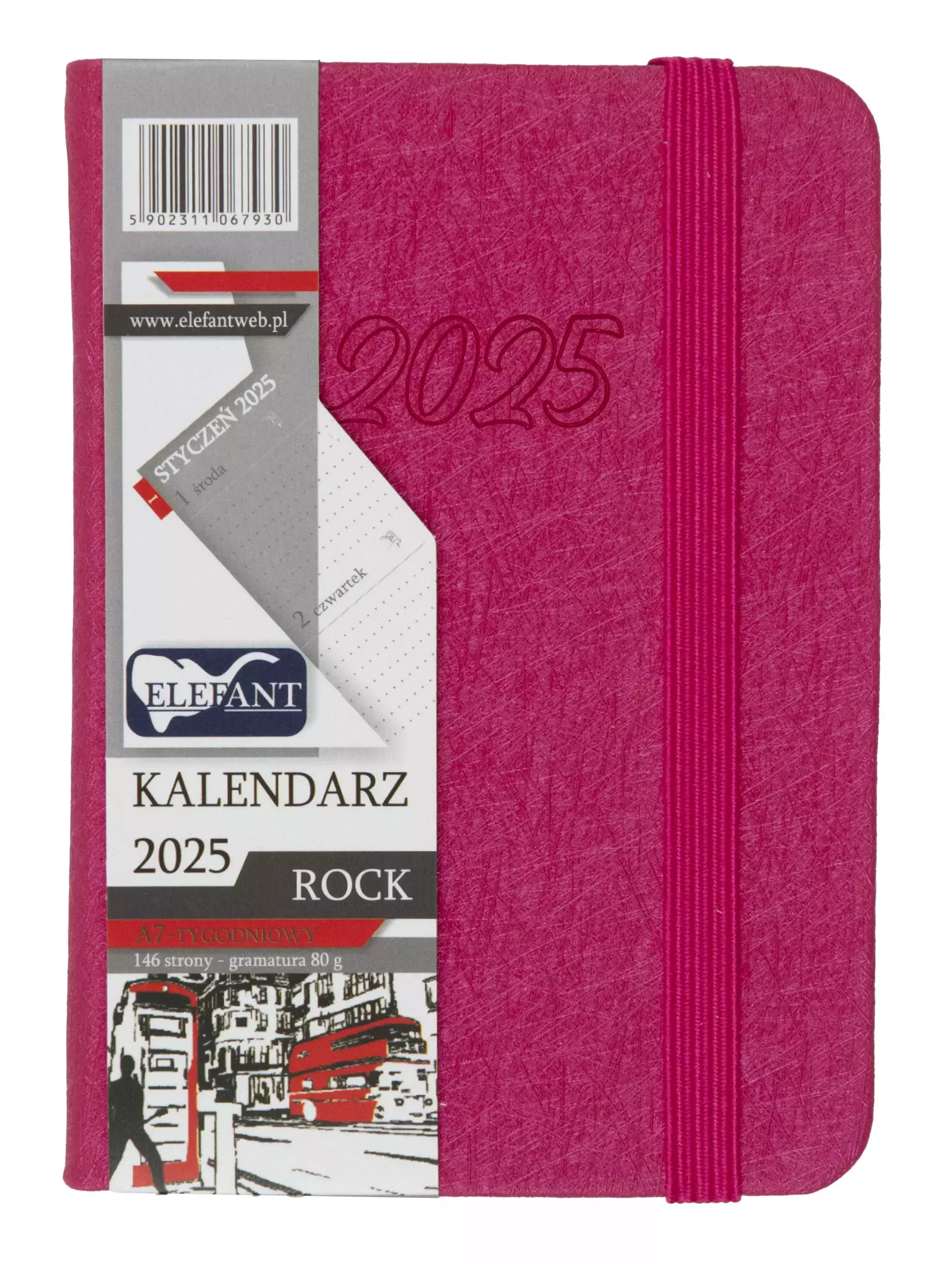 Rock Kalendarz A7 tygodniowy różowy 2025 - Książki