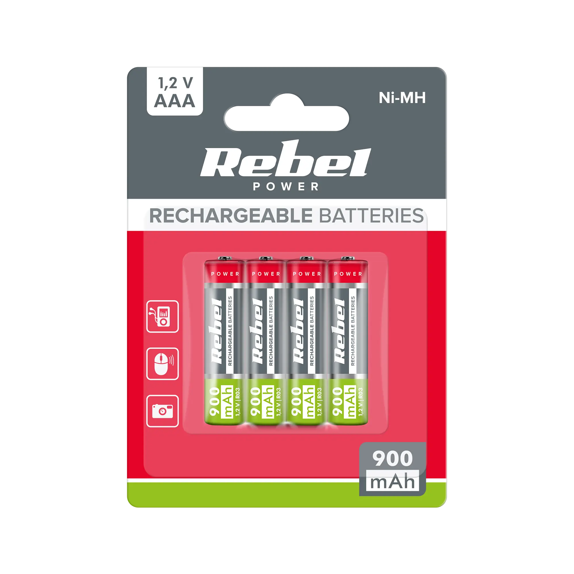 Akumulatorki AAA, 900 mAh, Ni-MH, 1,2V, 4szt/bl, R3 - Elektronika i akcesoria