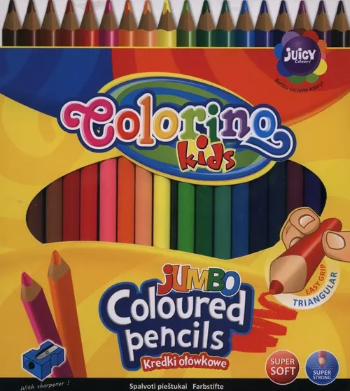 Kredki ołówkowe trójkątne 17,5 cm Jumbo 18 kol + tem. Colorino Kids - Papiernicze i szkolne