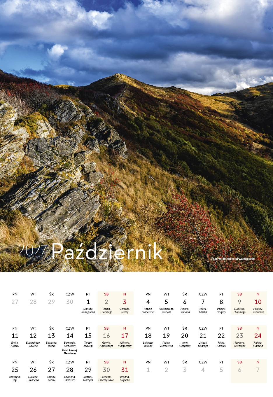 Kalendarz ścienny 2027, Bieszczady - Książki