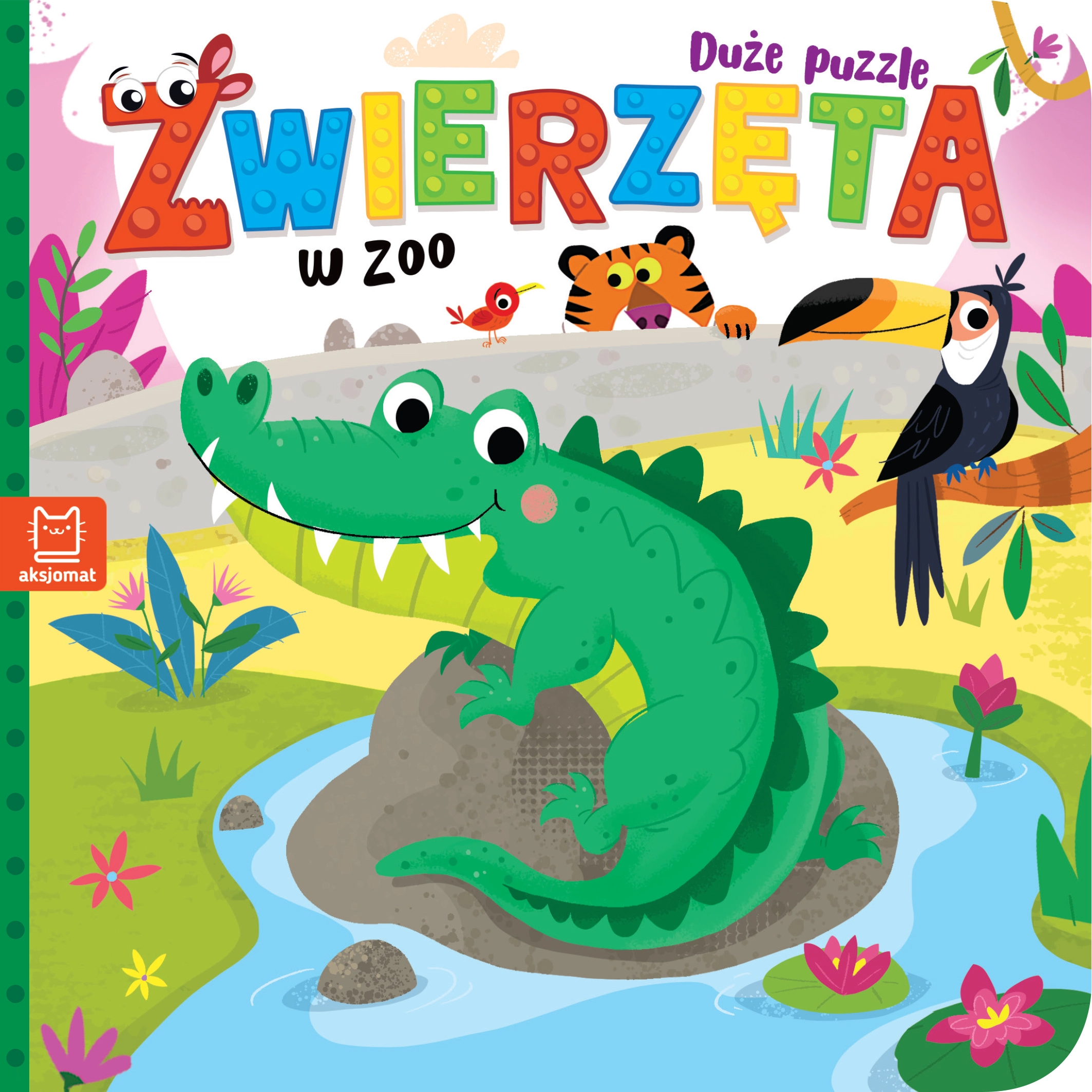 Zwierzęta w zoo. Duże puzzle - Książki