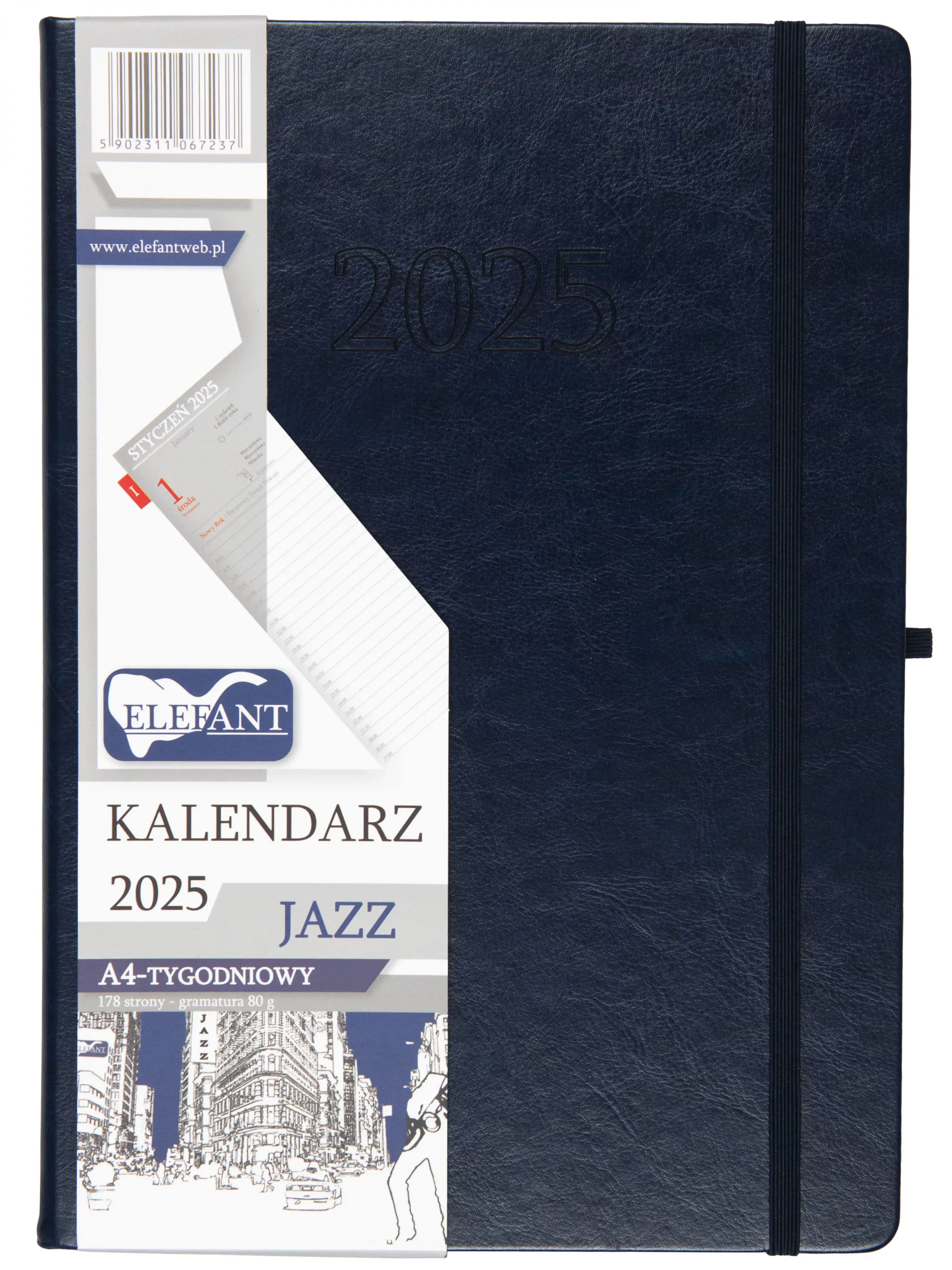 Jazz Kalendarz A4 tygodniowy granatowy 2025 - Książki
