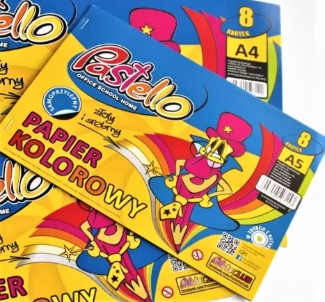 PAPIER KOLOROWY A4 SAMOPRZYLEPNY WYCINANKA 8 KARTEK ZŁOTY SREBRNY PASTELLO - Papiernicze i szkolne