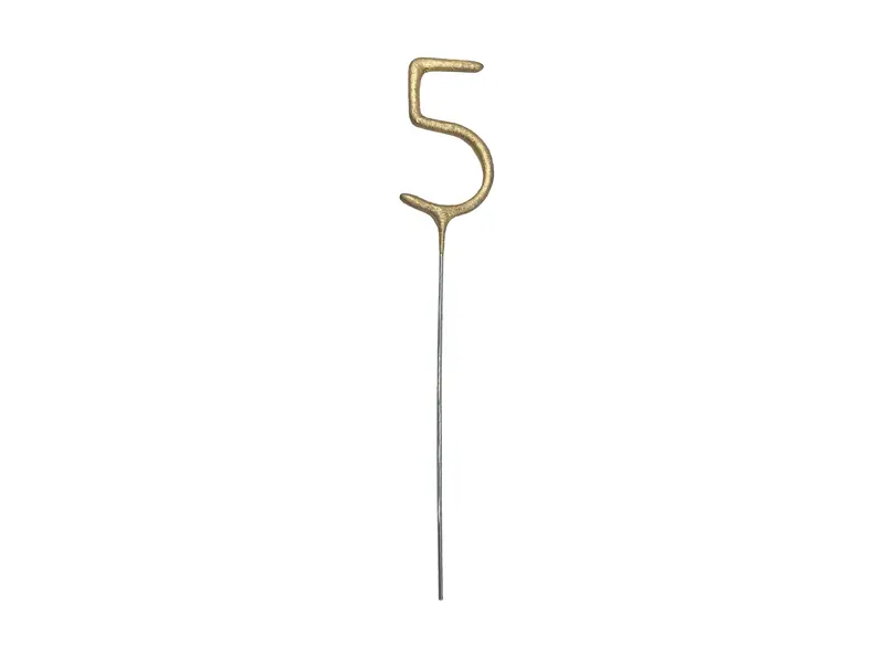 Zimne ognie Cyfra 5, złoty, 15cm - Impreza