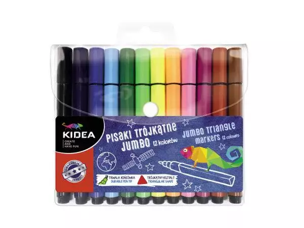 Pisaki trójkątne JUMBO 12kol. KIDEA - Papiernicze i szkolne