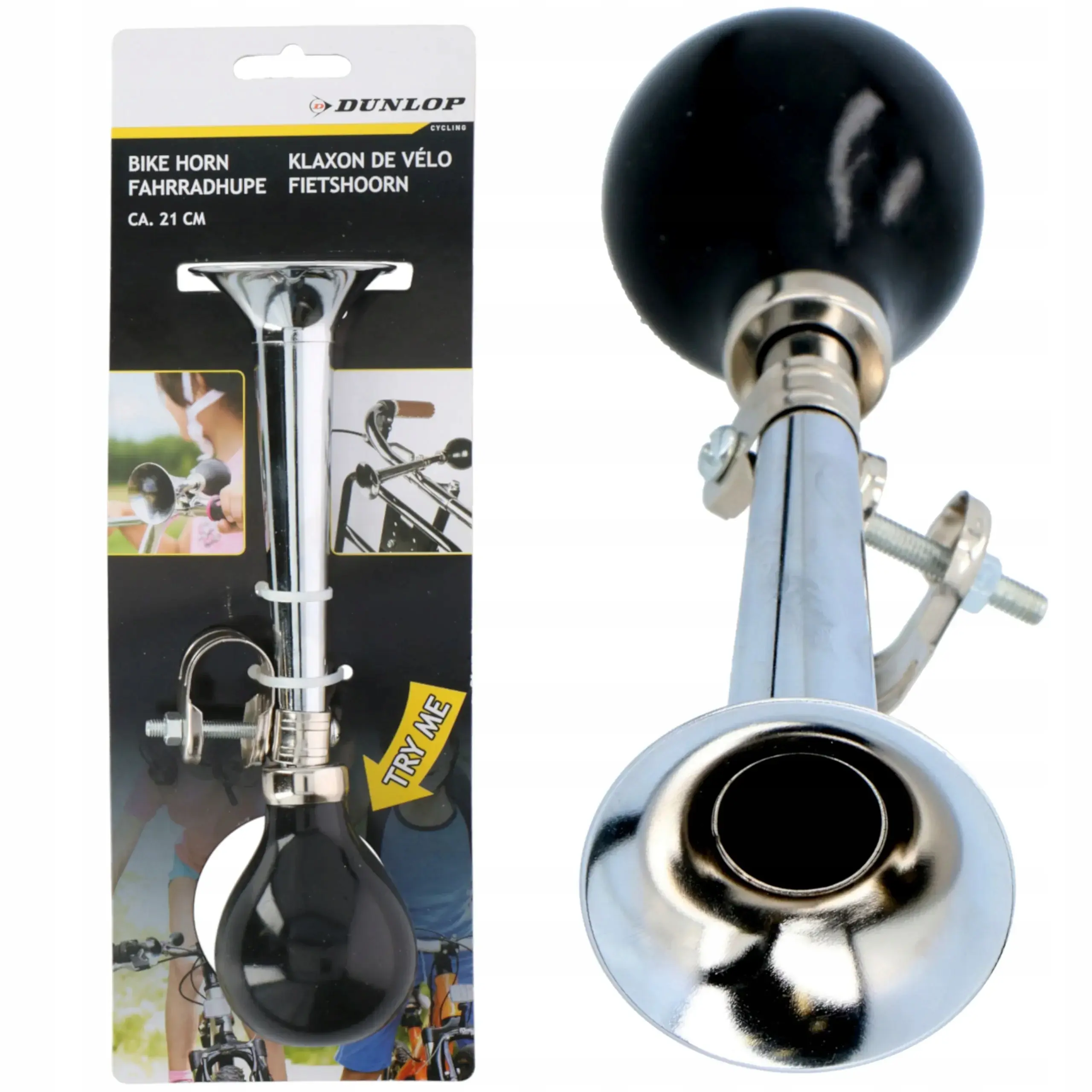 Trąbka Klakson Rowerowy Chrom 21CM Dunlop - Zabawki