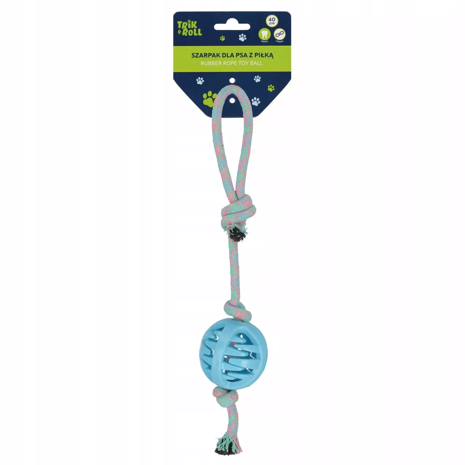 Zabawka dla psa Szarpak 40 cm z piłką niebieski TRIK&ROLL 560710 - Zabawki