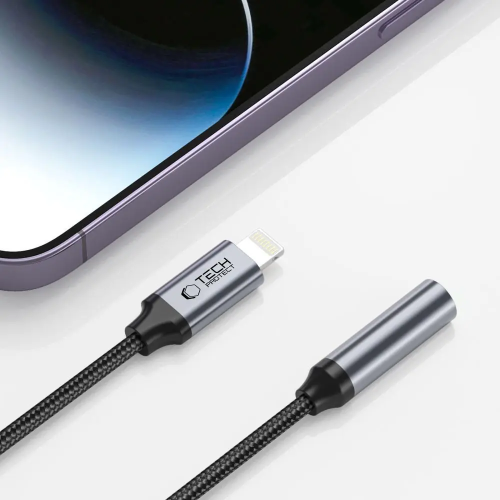 Adapter Tech-Protect UltraBoost Lightning / mini jack 3.5mm - czarny - Elektronika i akcesoria