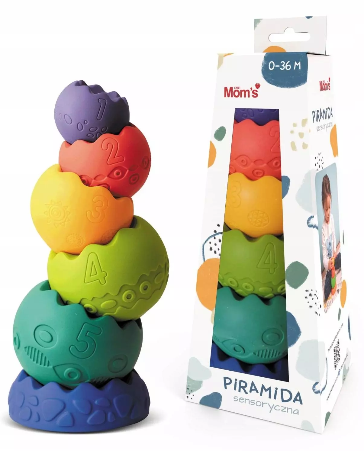 Piramida sensoryczna, pastelowa - Zabawki
