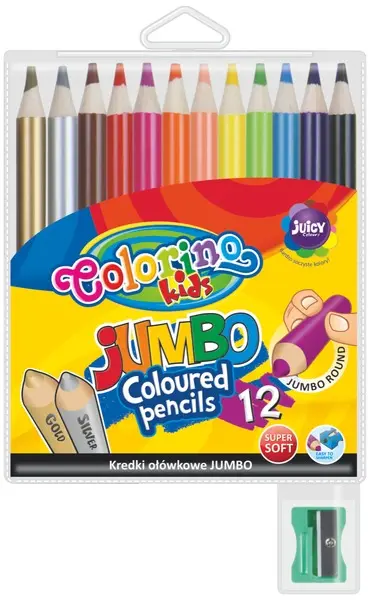 Kredki 12-kol. Jumbo + temperówka Colorino Kids, Patio - Papiernicze i szkolne