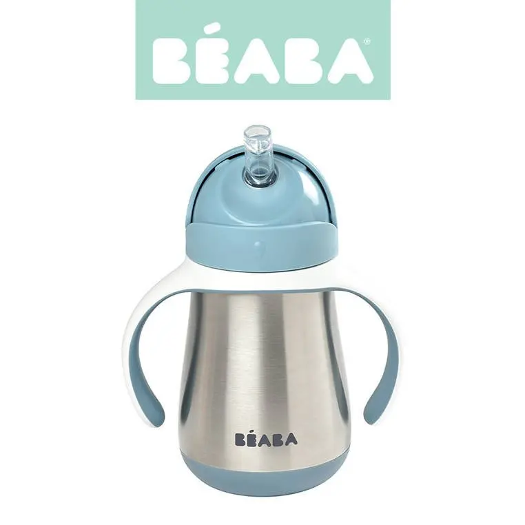 BEABA Bidon niekapek ze słomką termiczny 250 ml Windy Blue - Mama i dziecko