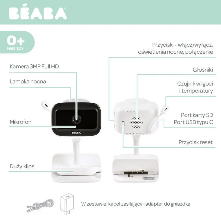 Beaba Niania elektroniczna video ZEN Nomad White - Mama i dziecko