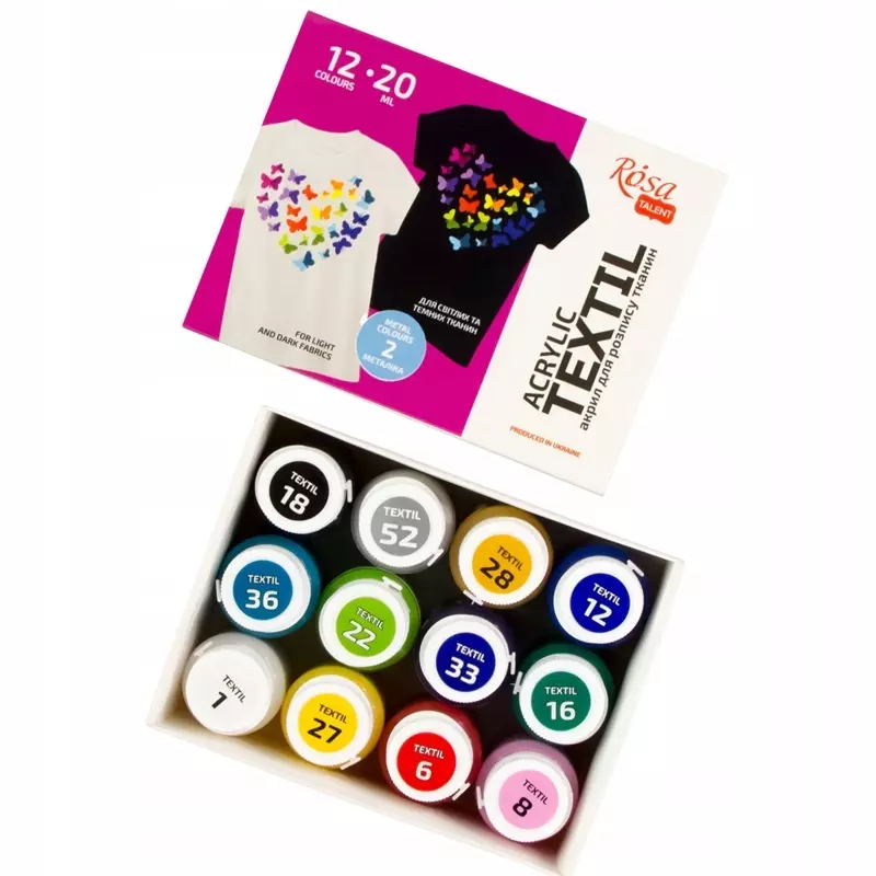 Farby do tkanin Heart 20ml 12 kolorów - Papiernicze i szkolne