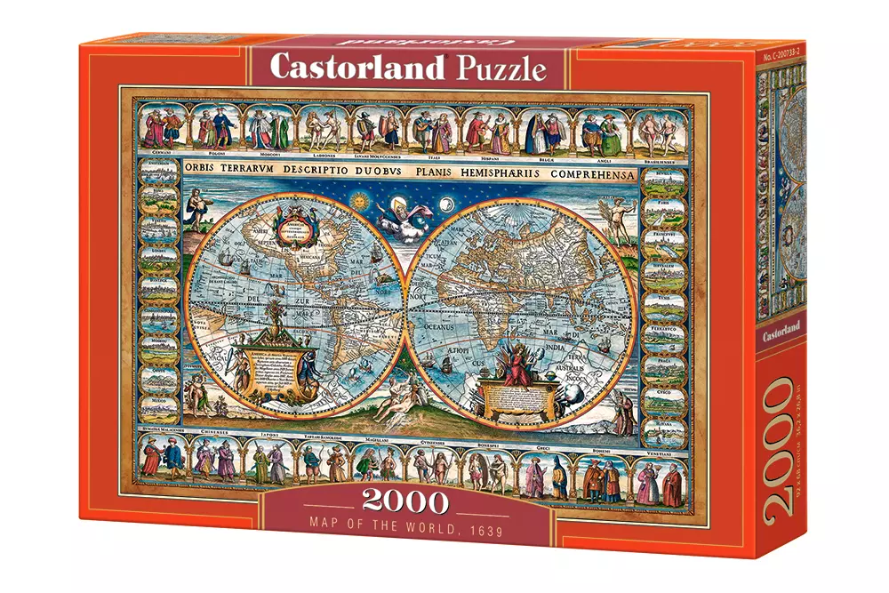 Puzzle 2000 elementów. Mapa świata, 1639 - Puzzle