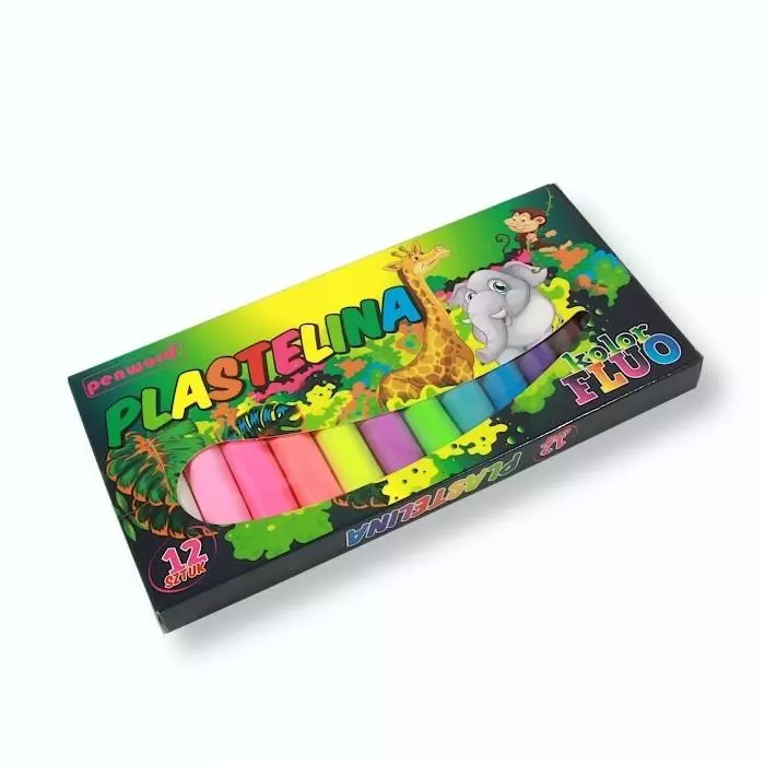 Plastelina 12 kolorów fluo - Papiernicze i szkolne